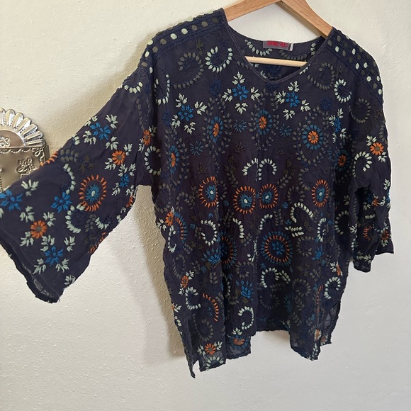 Johnny Was Blouse Top Navy XS Oversized - Picture 3 of 5